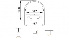 LED Profil LS-1911-C/-K/-P-1000, eloxiert